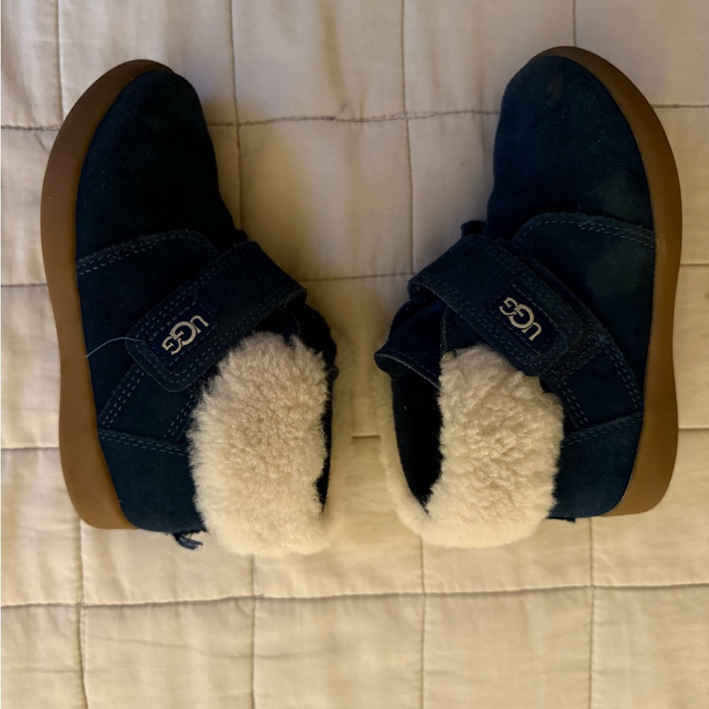 UGG Kids Blue Suede Boots with Shearling Lining